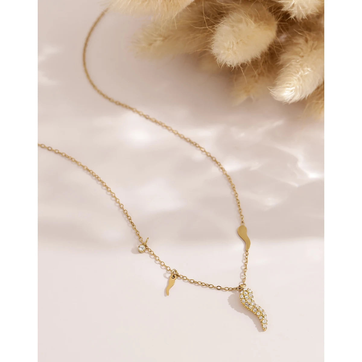 Cubic Zirconia Chili Pendant Necklace