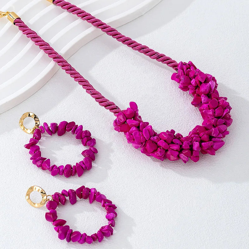 Rose Red Stone Jewelry Set