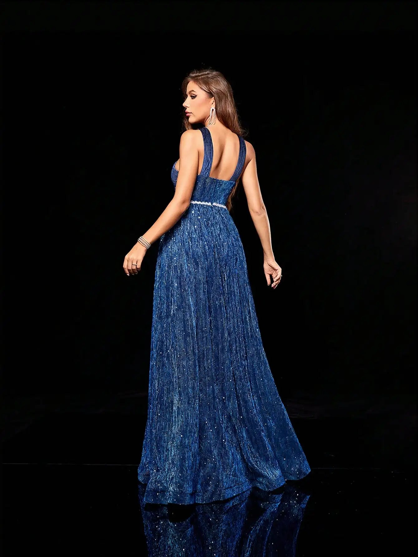 Velvet Cross Neck Ball Gown