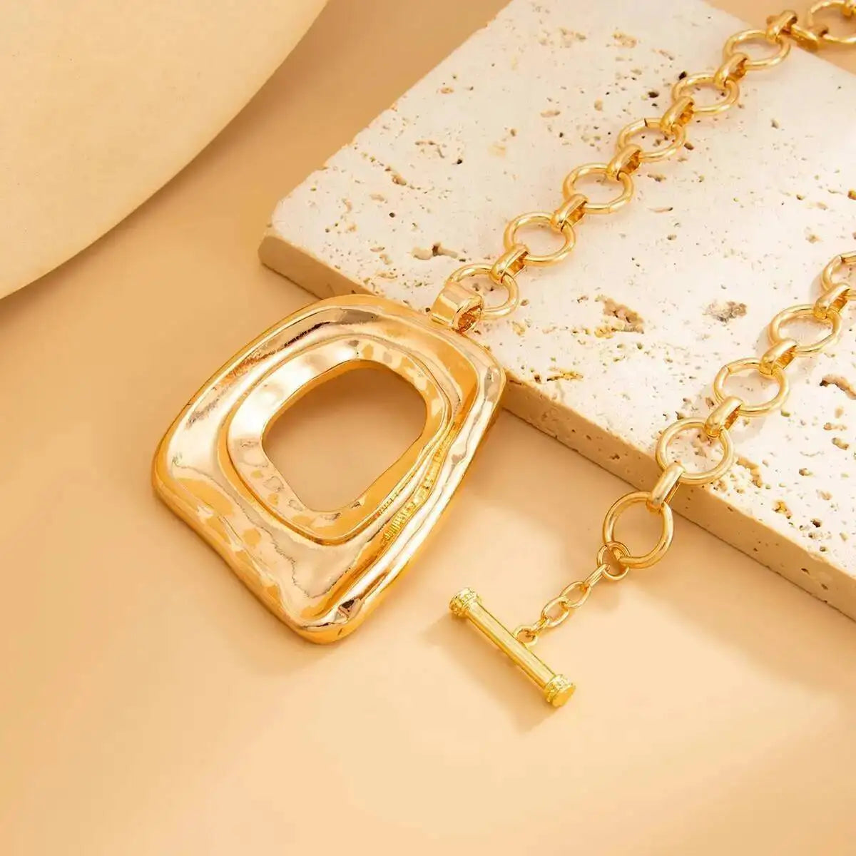 Geometric Square Pendant Choker