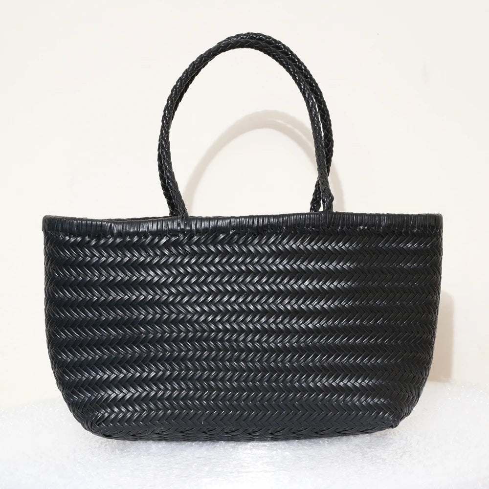 Genuine Leather Woven Tote Bag
