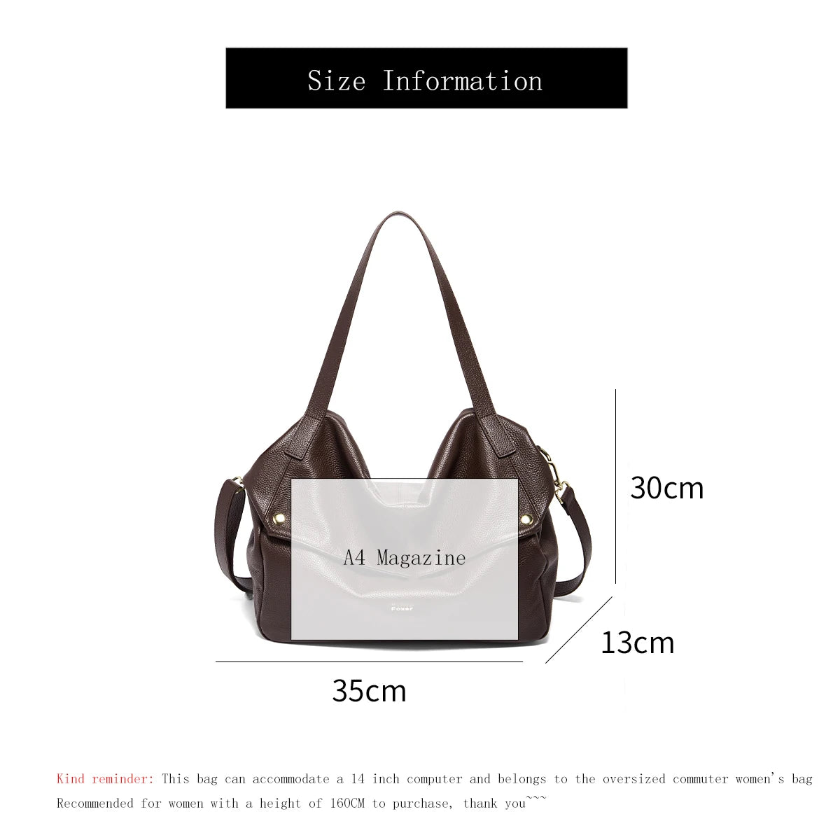 FOXER Genuine Leather Large Tote Bag