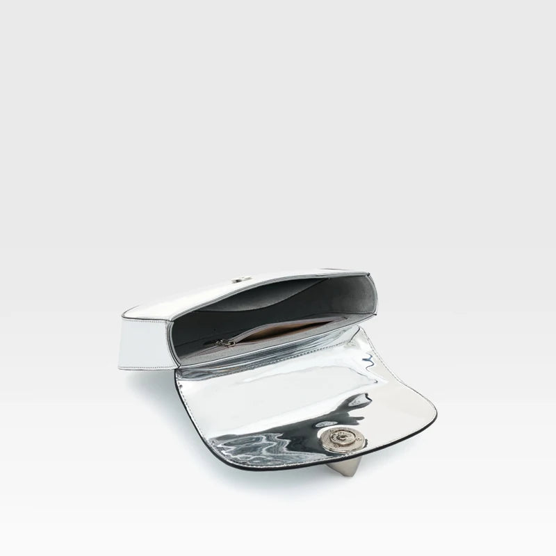 Silver Leather Evening Bag