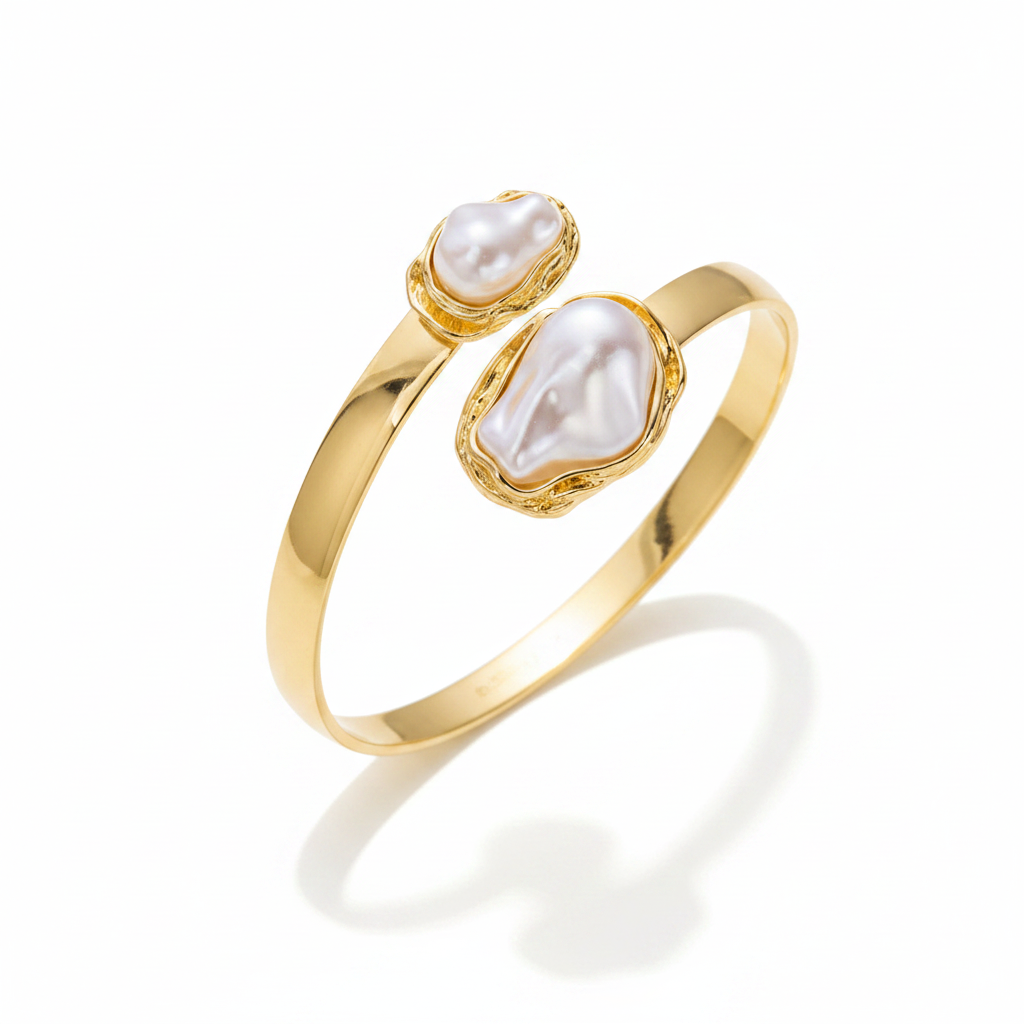 Baroque Pearl Necklace, Cuff & Ring Set