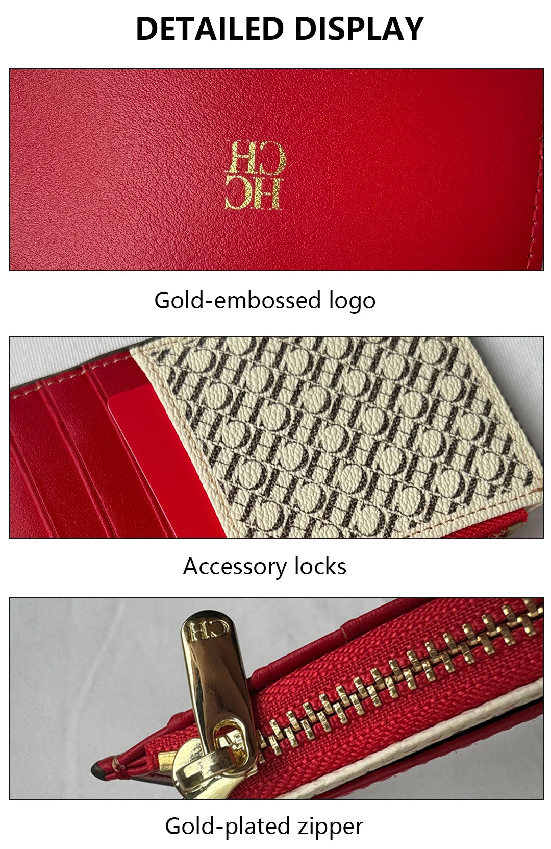 Embossed PU Leather Card Holder Zipper Coin Purse Slim
