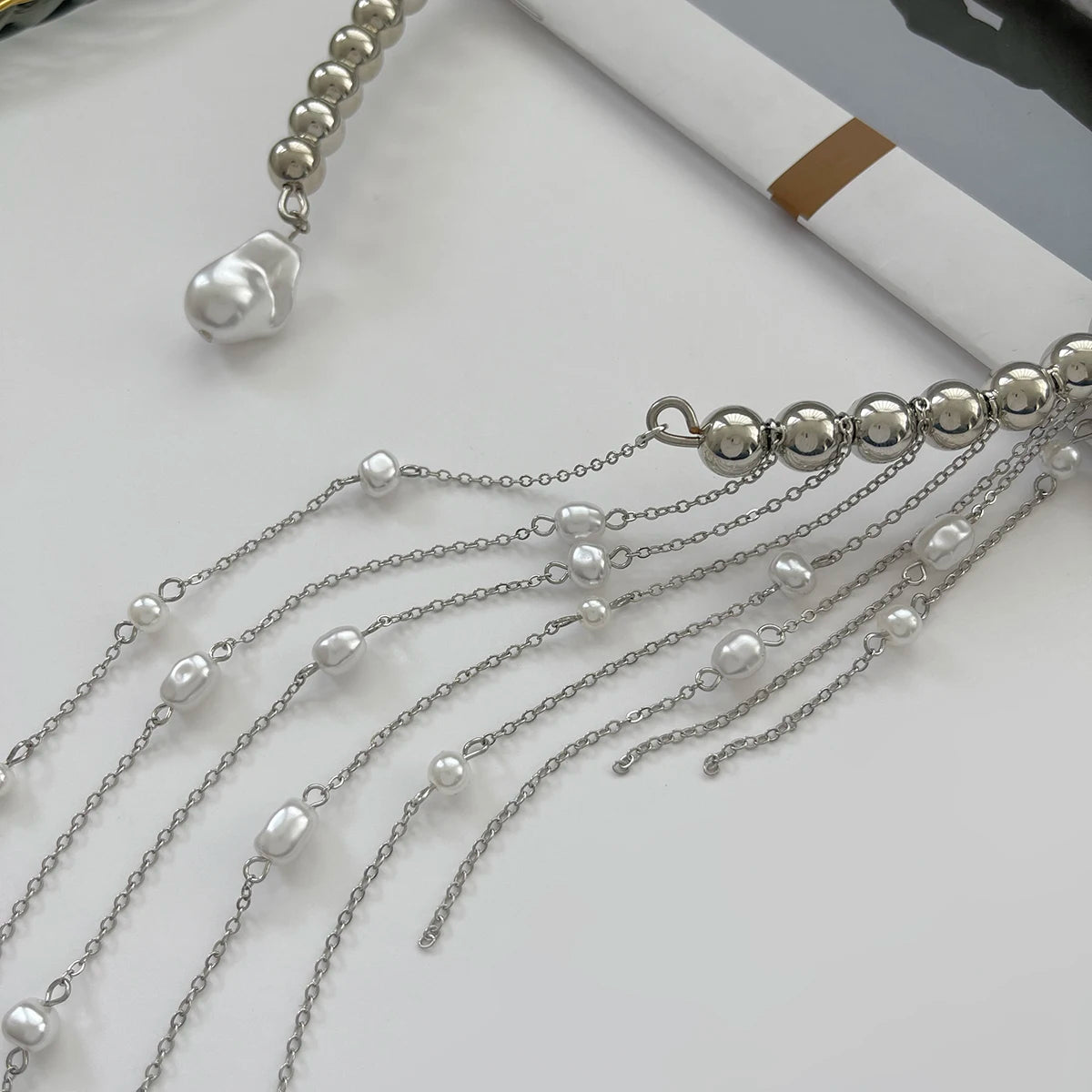 Pearl Tassel Choker Necklace