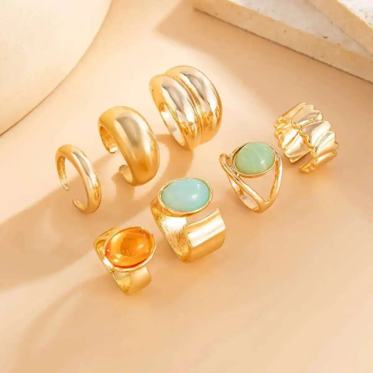 Colorful Crystal Ring Set