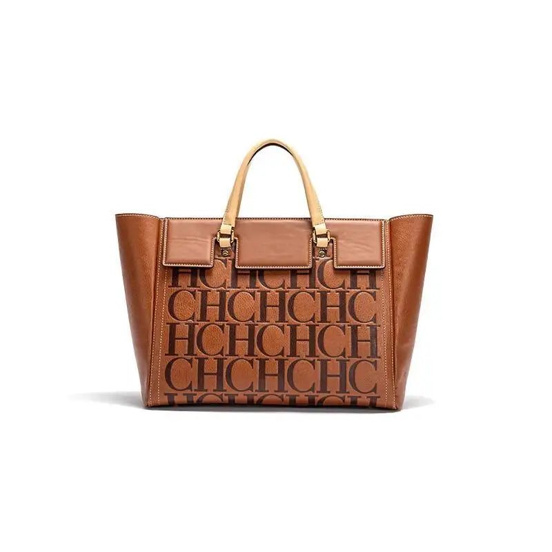 CH Embossed Detail Tote Women Trendy Handbag Top Handle Shoulder Shopper Urban Street Style Everyday Use
