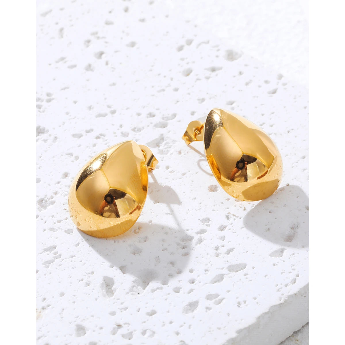 Polished Gold-Plated Drop Earrings