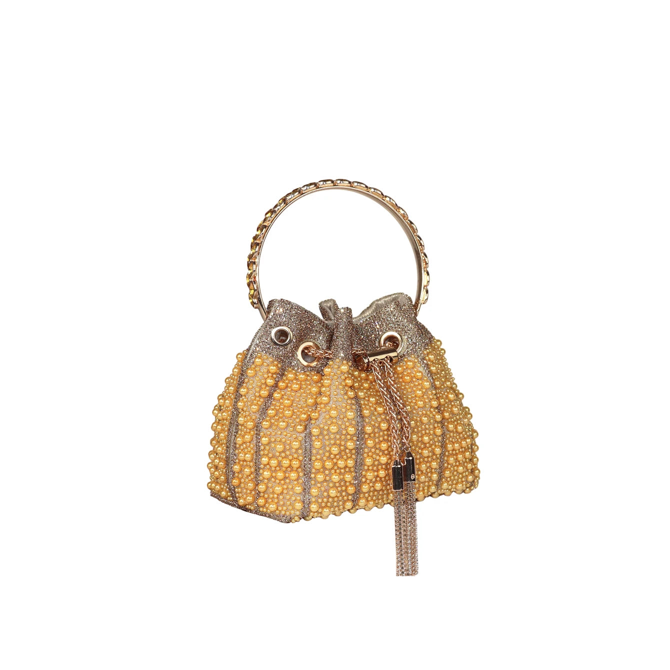 Multicolor Rhinestone Pearl Bucket Bag  luxury bags designers Ring Handle Drawstring Handle Evening Clutch For Wedding Party