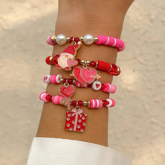 Pink Heart Bracelet Set