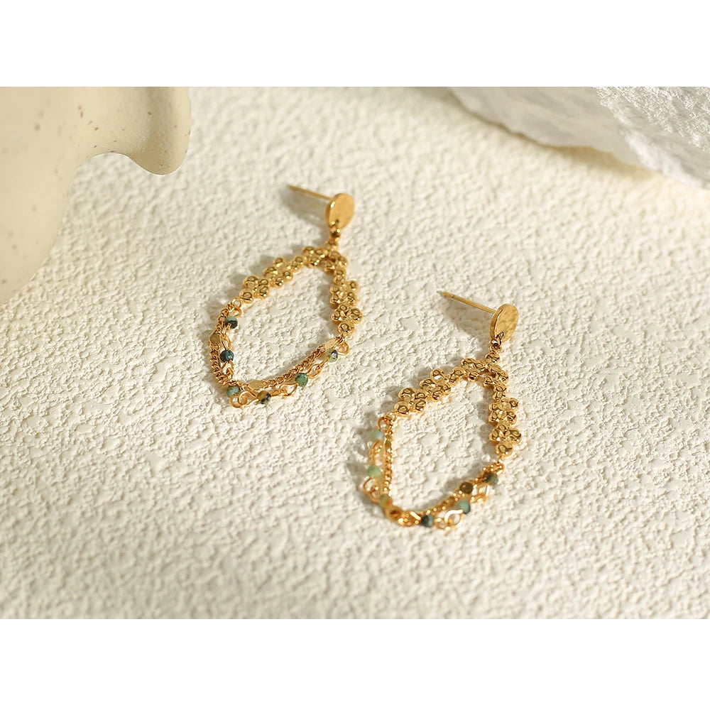 Stone Chain Dangle Earrings