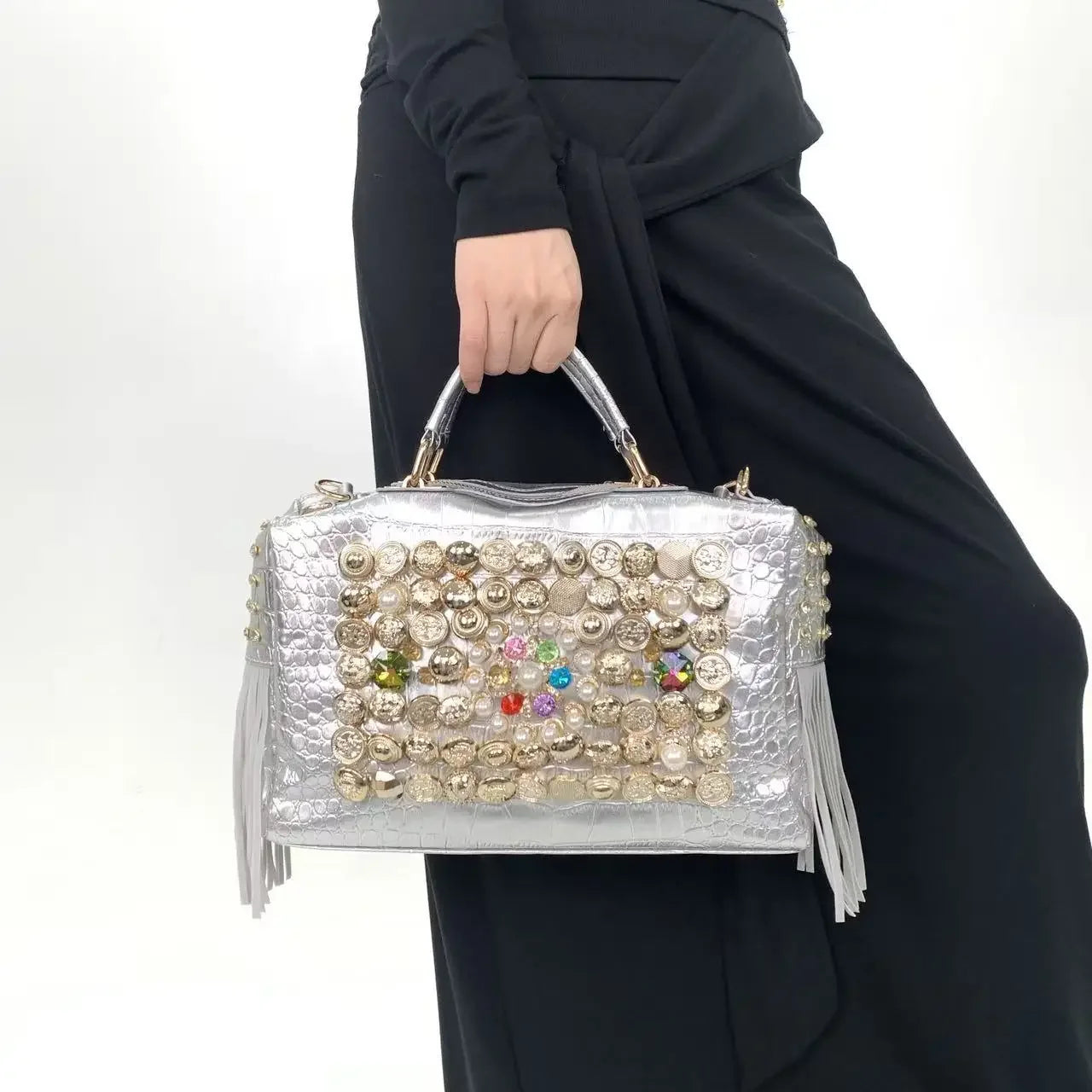 Ladies' fashion, light luxury, elegant banquet handbag, gorgeous diamond jewelry, pearl single shoulder crossbody bag