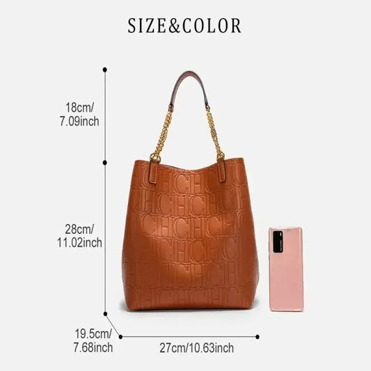 Tote Bag Luxury Designer Handbag Embossed Leather Shoulder Bag