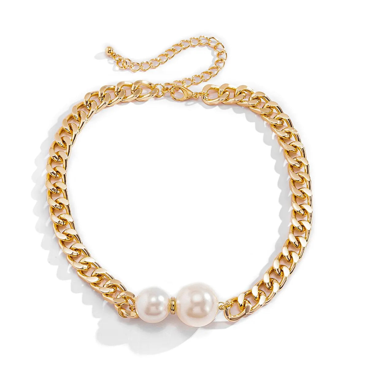 Vintage Pearl Cuban Chain Necklace