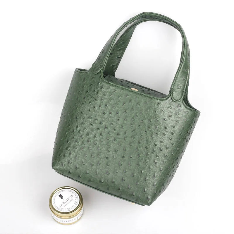 Luxury ostrich-patterned multipurpose tote. 