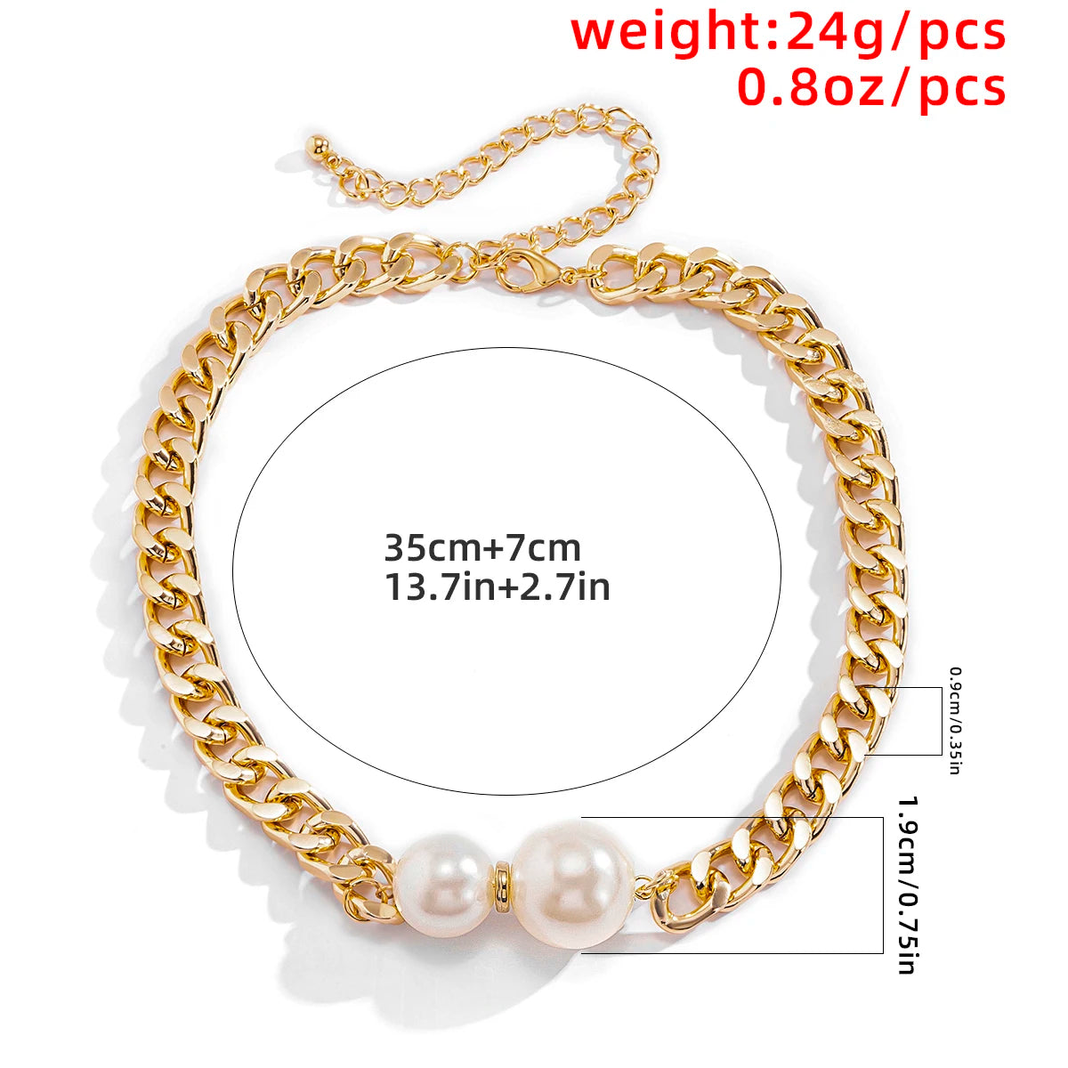 Vintage Pearl Cuban Chain Necklace