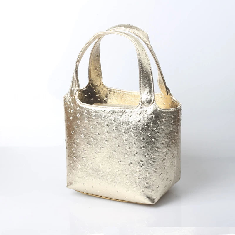 Luxury ostrich-patterned multipurpose tote. 