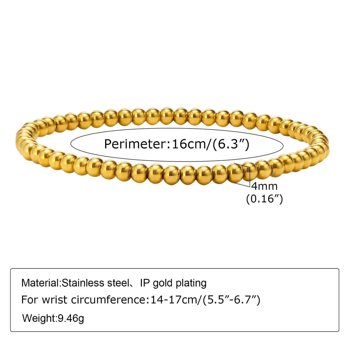 Non Tarnish Stainless Steel Bracelet Gold Plated Stackable, Thin