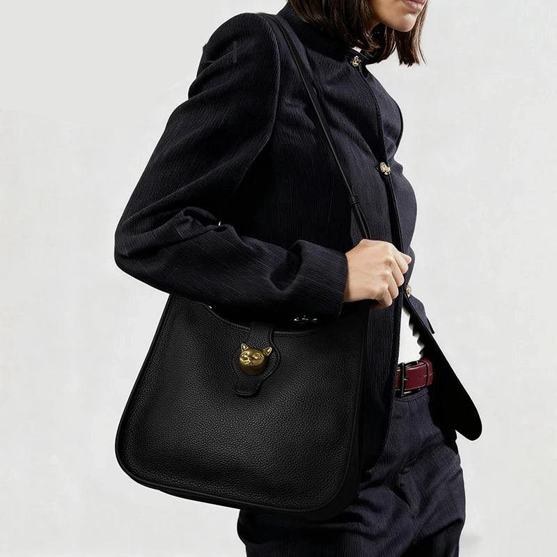 Genuine Leather Bucket Bag