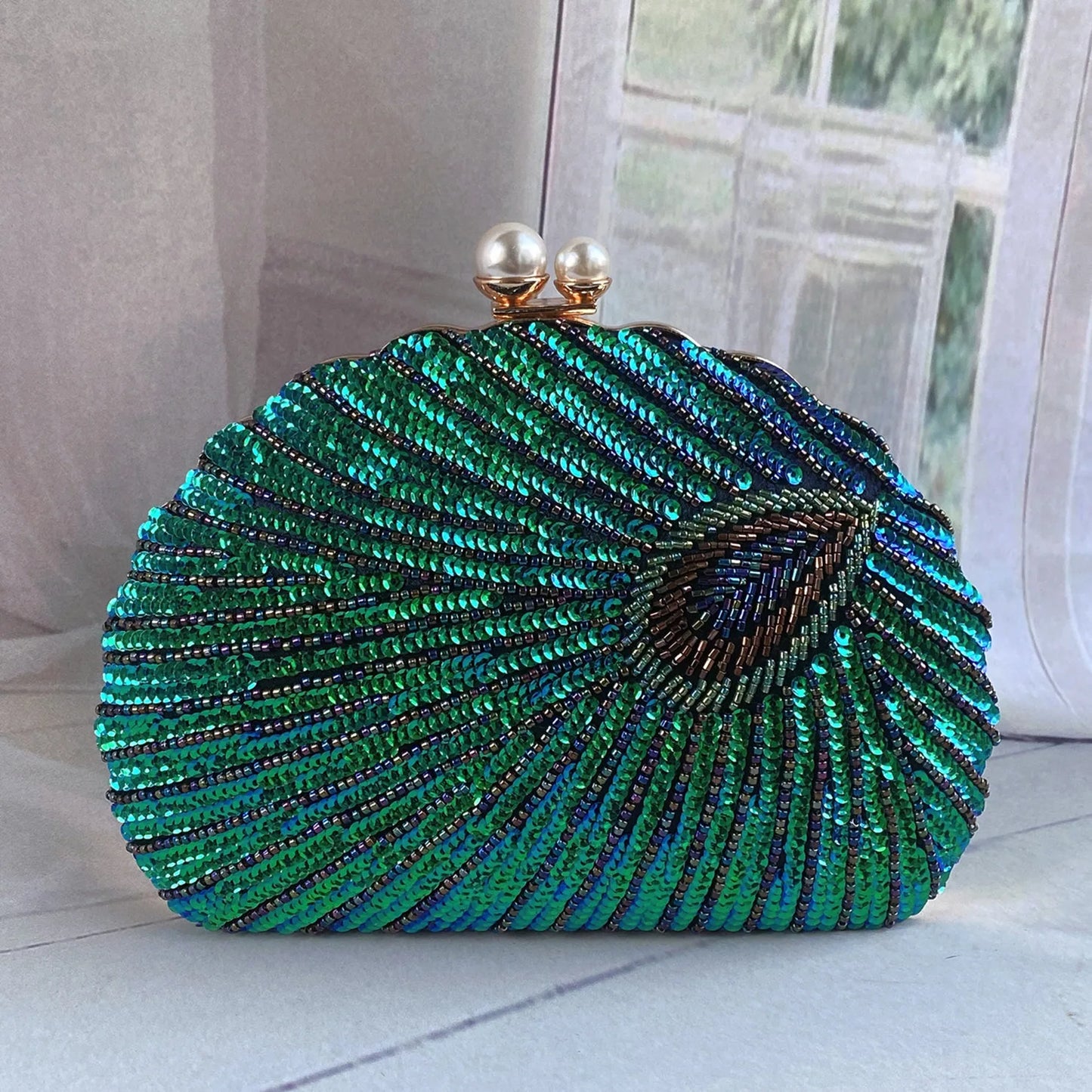 Retro Chinese Style Heavy Craft Beaded Embroidery Bag Evening