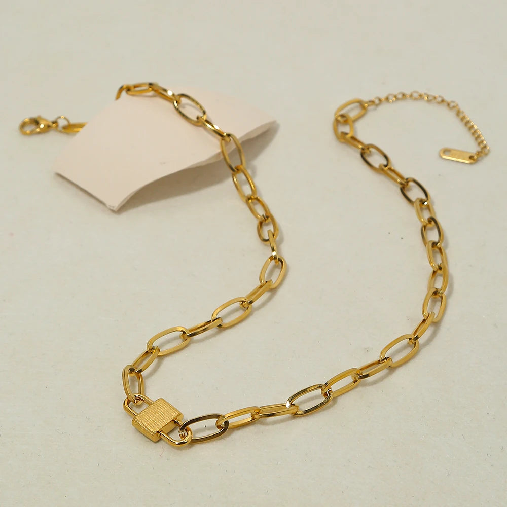 Lock Charm Snake Chain Choker