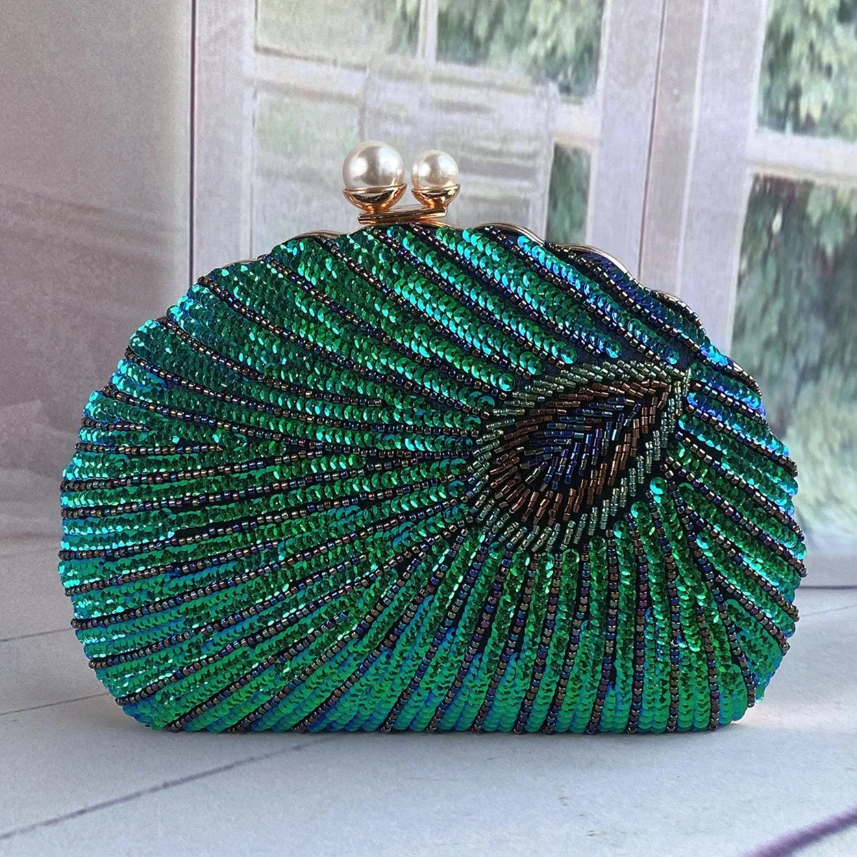 Retro Chinese Style Heavy Craft Beaded Embroidery Bag Evening