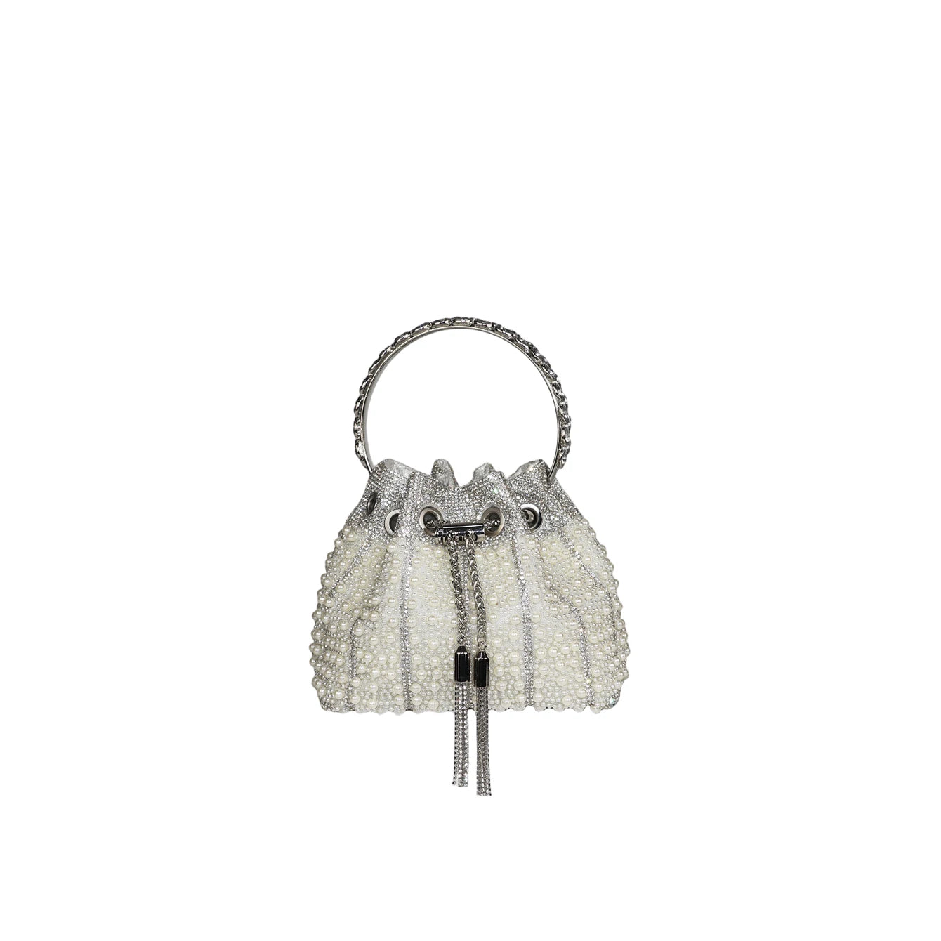 Multicolor Rhinestone Pearl Bucket Bag  luxury bags designers Ring Handle Drawstring Handle Evening Clutch For Wedding Party