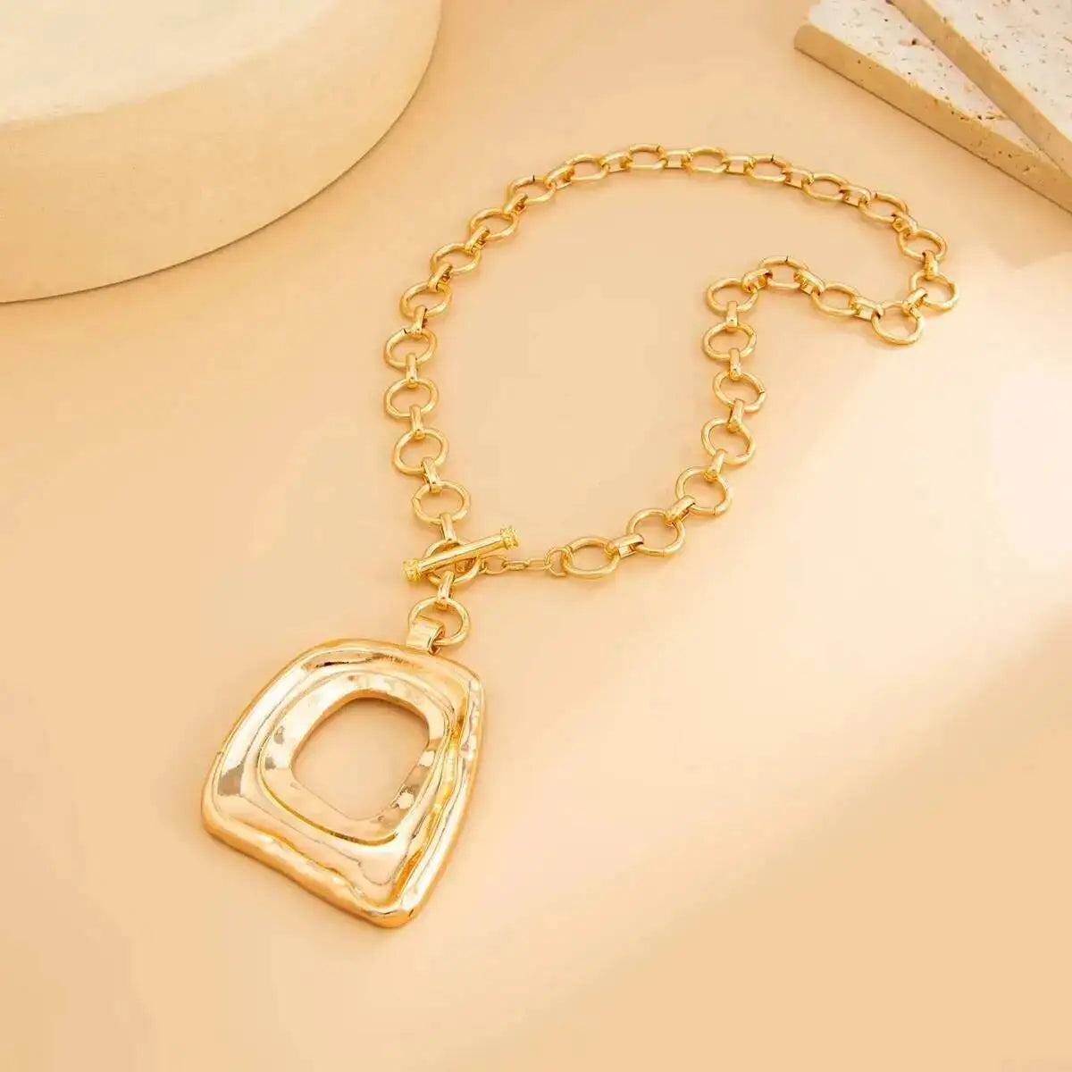 Geometric Square Pendant Choker