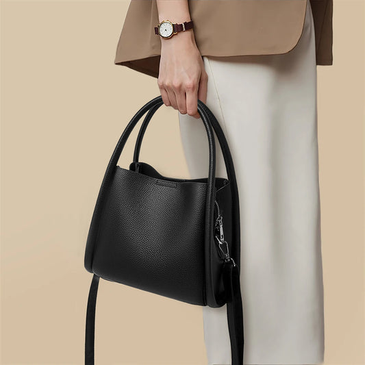 FOXER Women’s Large Leather Bucket Tote Bag