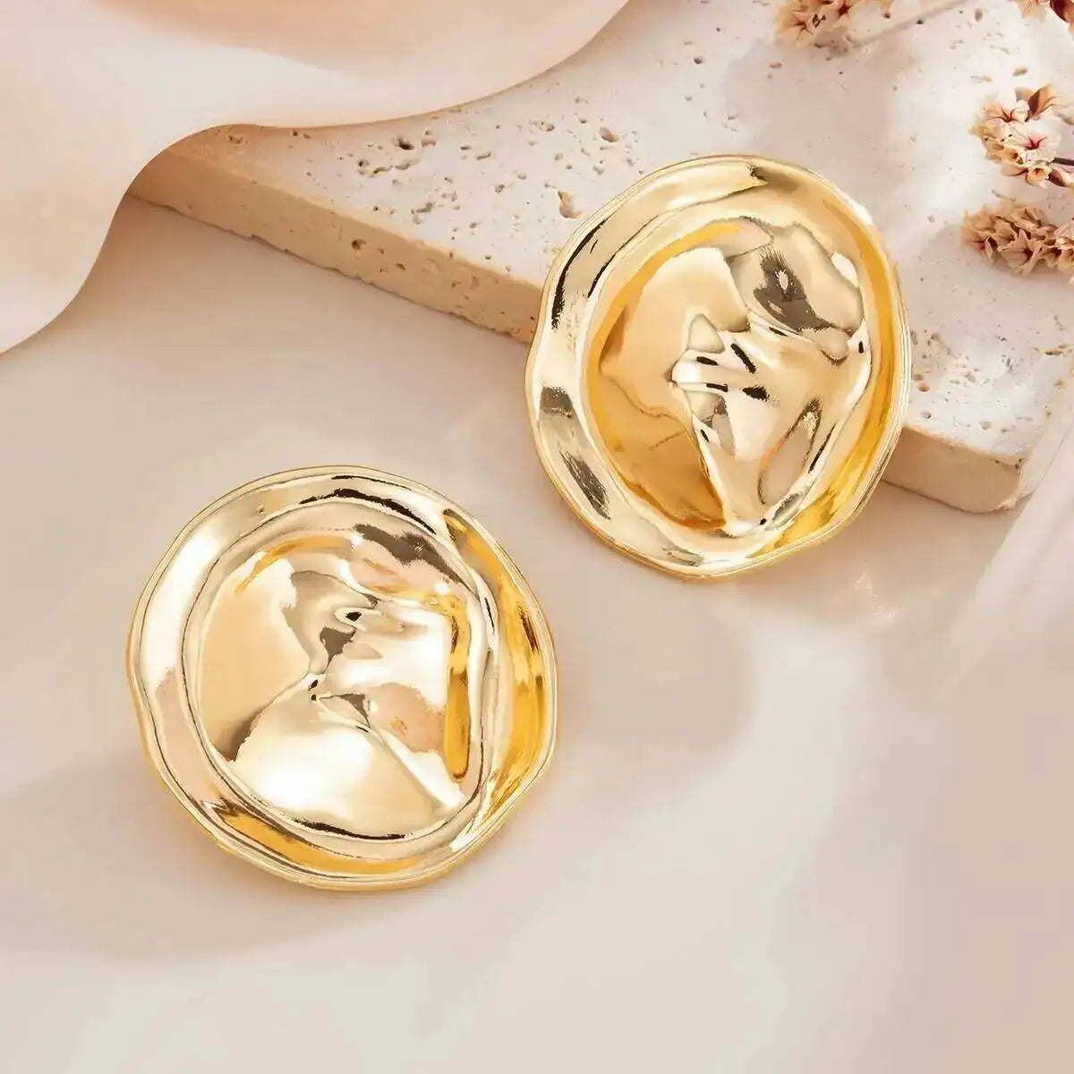 Geometric Round Stud Earrings