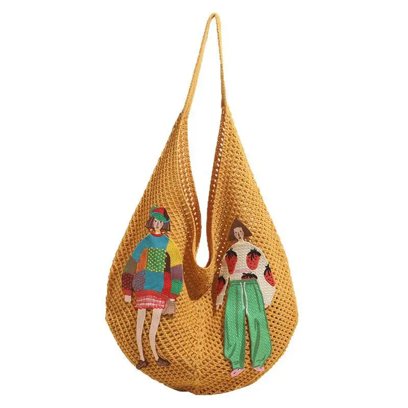 Lightweight woven shoulder bag for casual use.