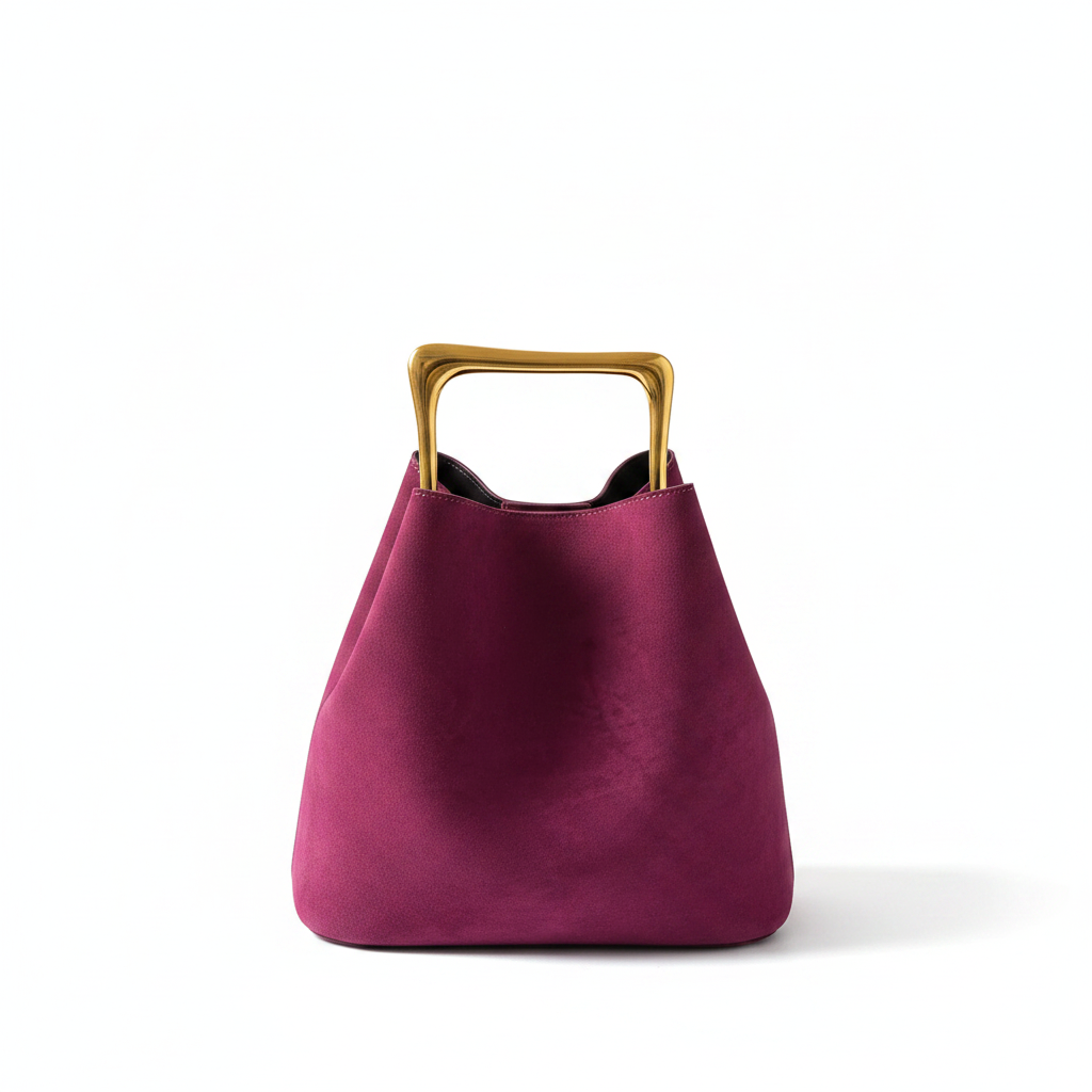 Velvet Metal Handle Clutch Bag