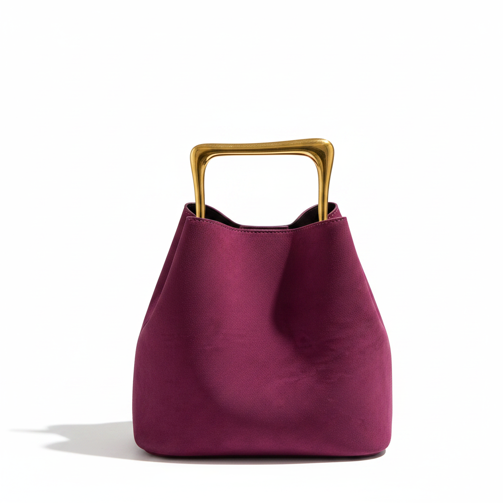 Velvet Metal Handle Clutch Bag