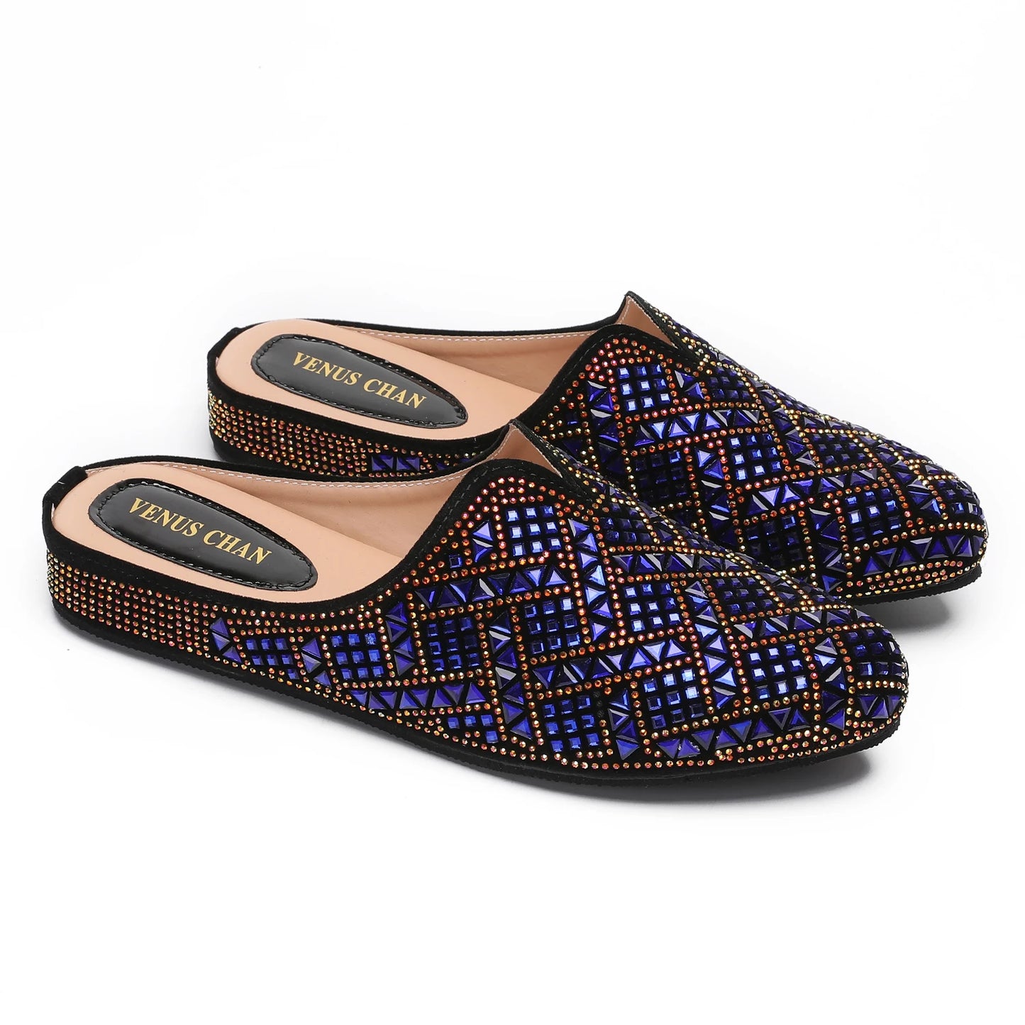 2025 Latest Design Nigeria Silver Color Half Shoes Elegant Flat Shoes for Woman Fashion Comfortable Party Slippers
