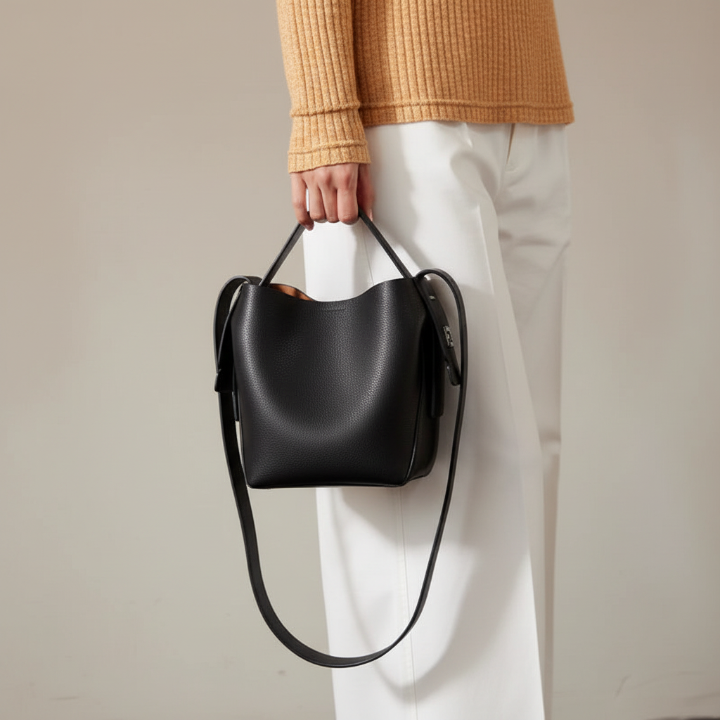 LA FESTIN Leather Bucket Crossbody Bag