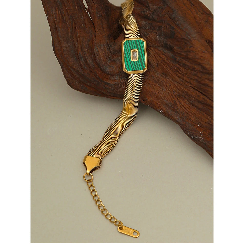 Shell & Stone Snake Chain Bracelet