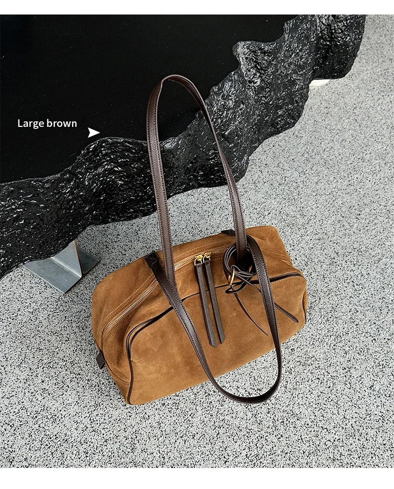 Genuine Leather Suede Tote Bag
