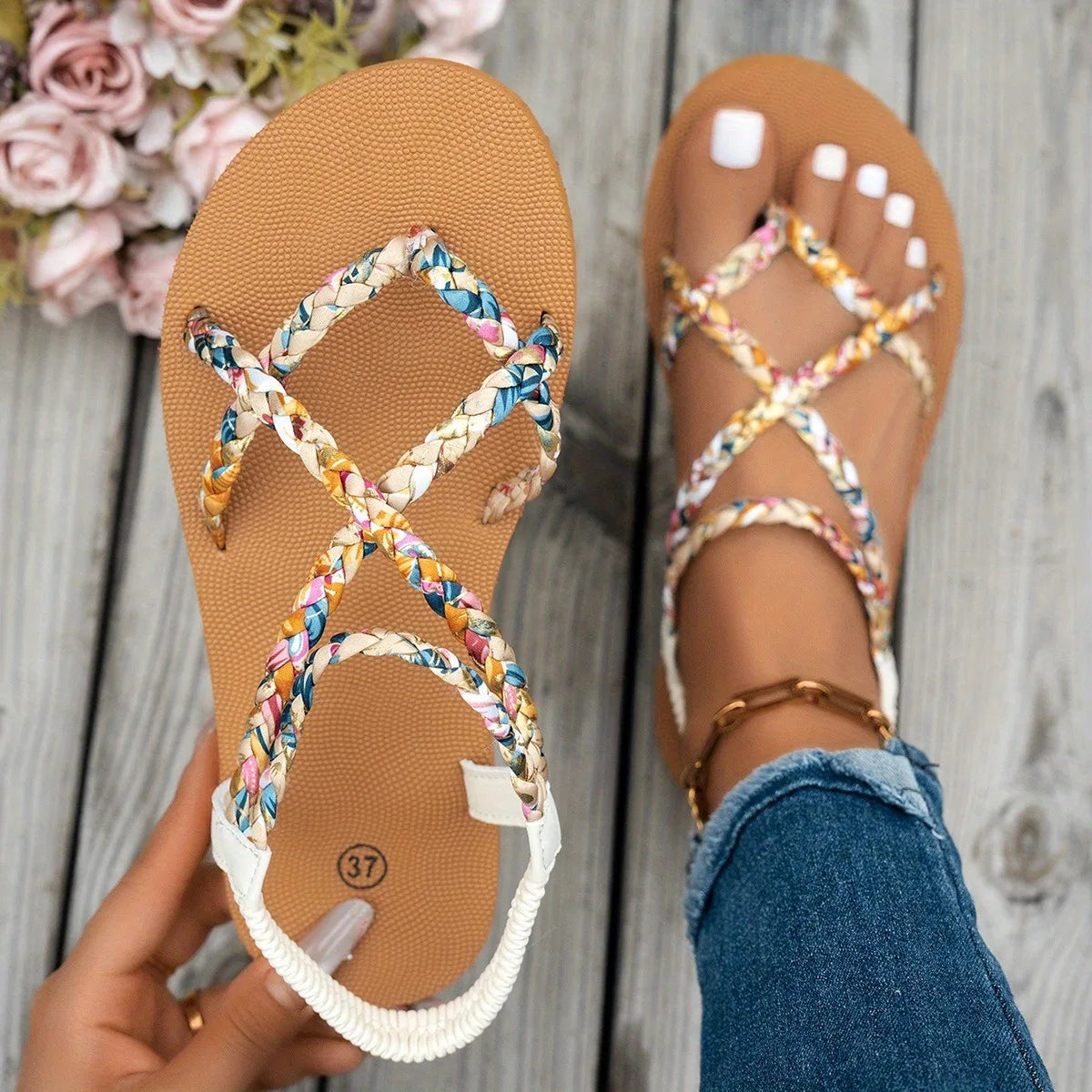 Lightweight Large Size Beach Sandals Summer Round Head Comfortable