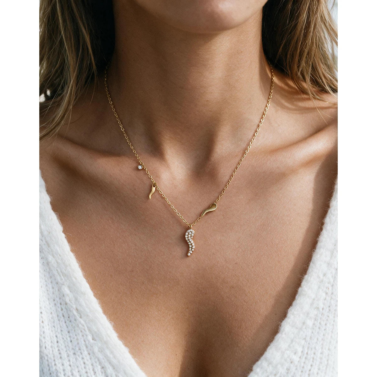 Cubic Zirconia Chili Pendant Necklace