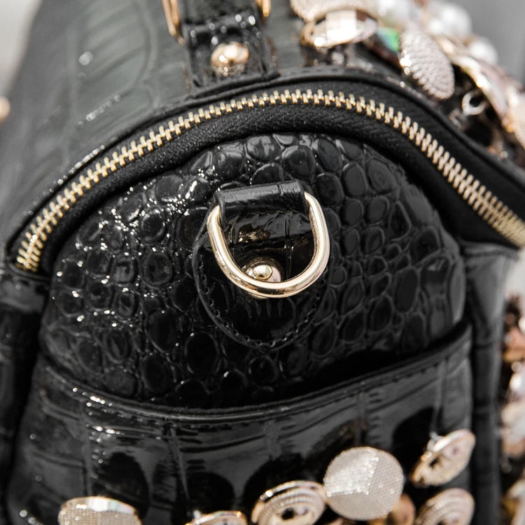 Luxury Black Handmade Bucket Shoulder Bag