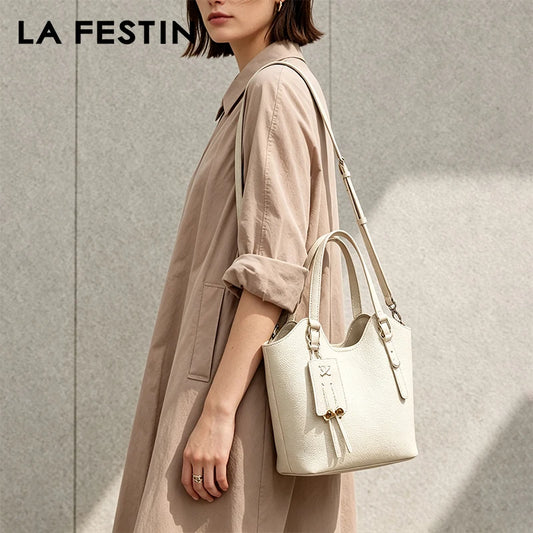 LA FESTIN Leather Tote Crossbody Bag