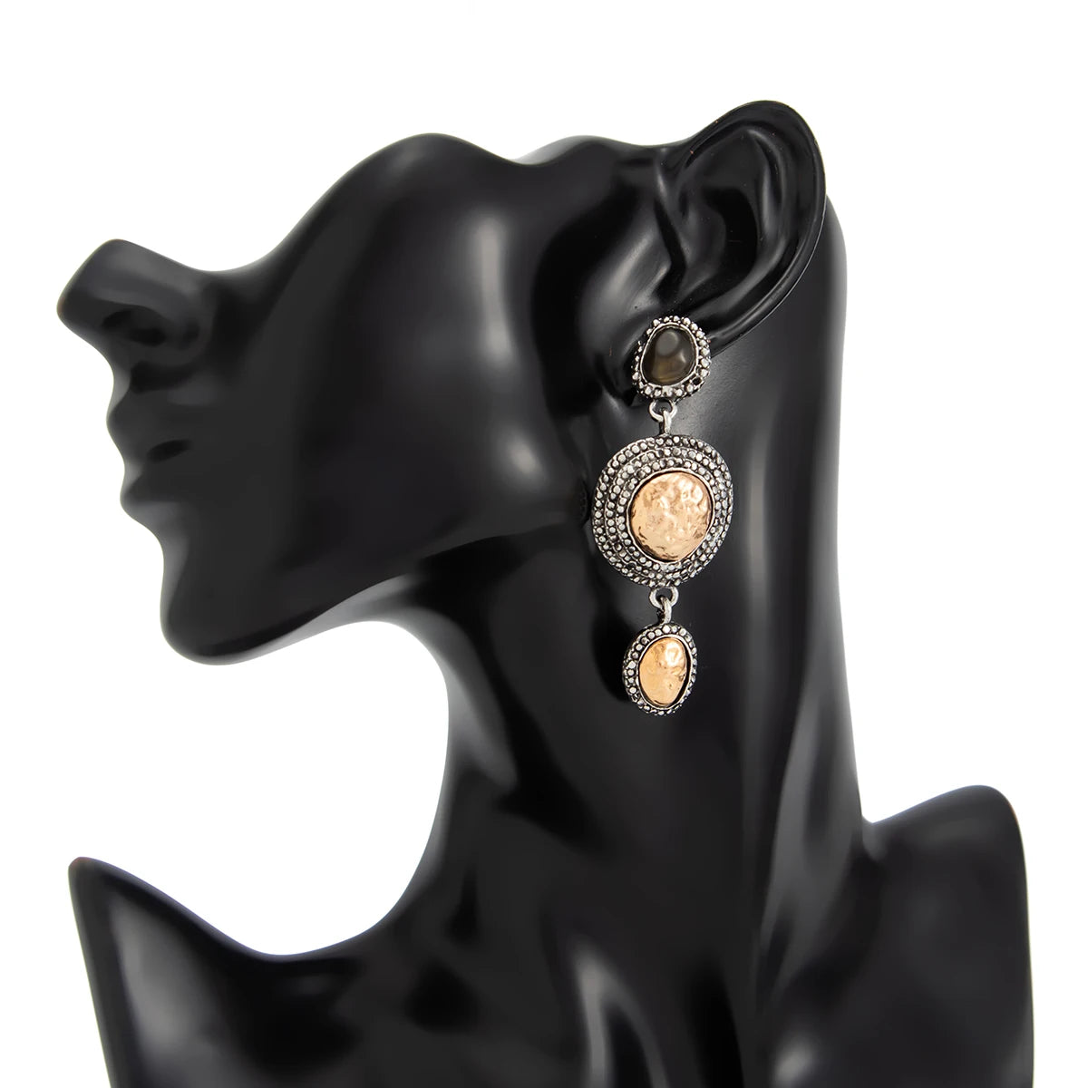 Vintage Oval Metal Dangle Earrings Exaggerated Drop Earring Holiday