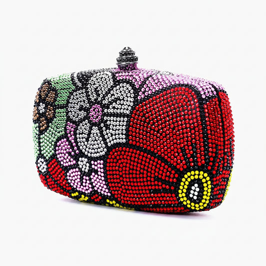 Floral Rhinestone Evening Clutch Bag
