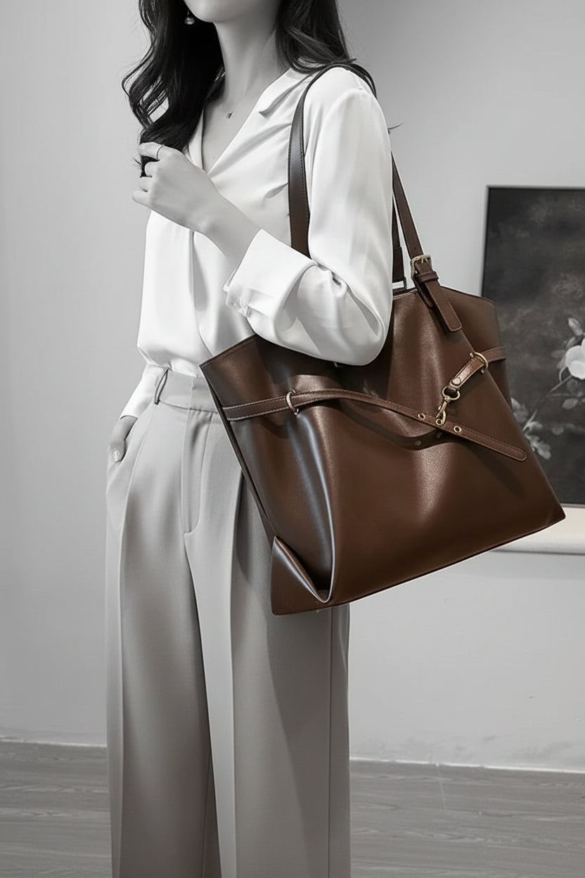 Retro Y2K PU Leather Tote Bag