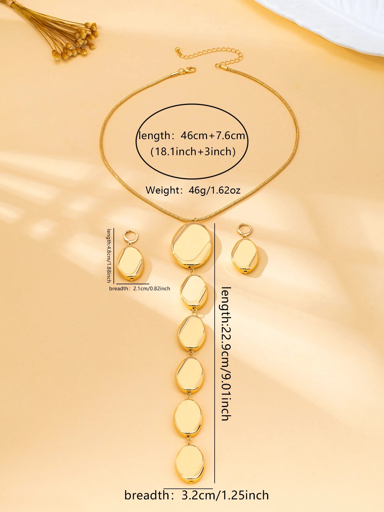 3-Piece Set of European and American Style Metal Oval