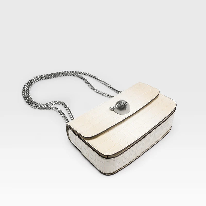 Croc Leather Square Crossbody Bag
