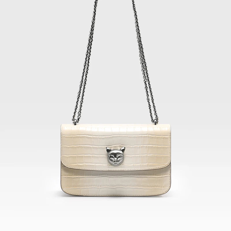 Croc Leather Square Crossbody Bag