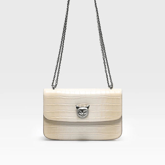 Croc Leather Square Crossbody Bag
