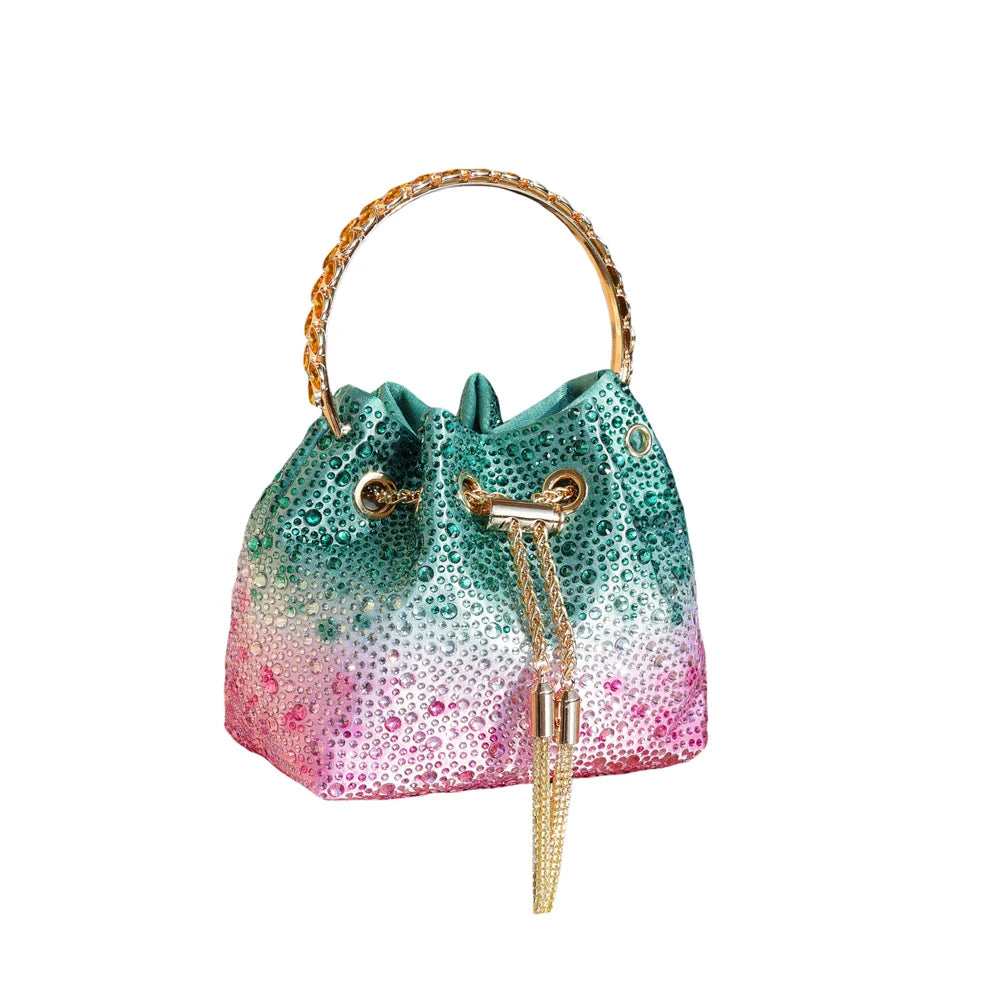 Crystal Handle Evening Clutch Bag